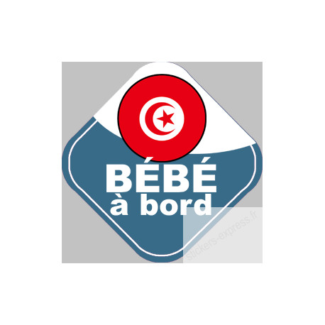 bébé à bord Tunisien 15x15cm - Sticker/autocollant