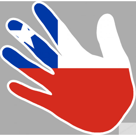 Autocollants : drapeau chili main