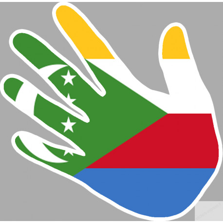 Autocollants : drapeau Comores main