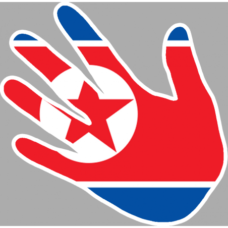 Autocollants : drapeau coree du nord main