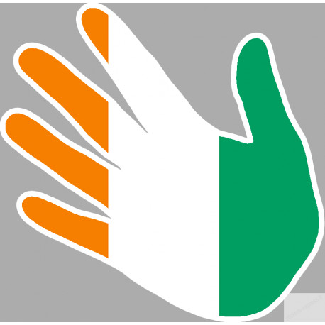 Autocollants : drapeau Cote d'Ivoire main
