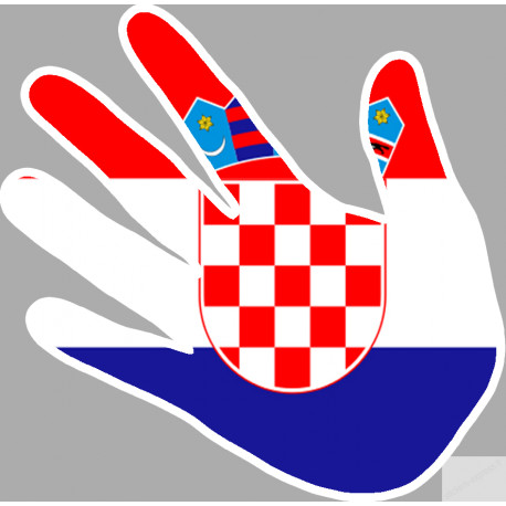 Autocollants : drapeau Croatie main