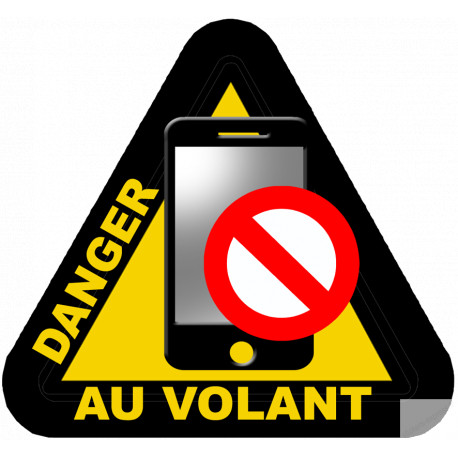 smartphone danger au volant - 15x14cm - Sticker/autocollant