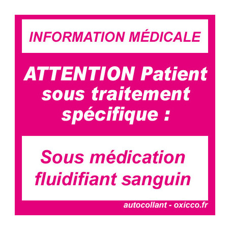 Sous fluidifiant sanguin (5x5cm) - Sticker/autocollant