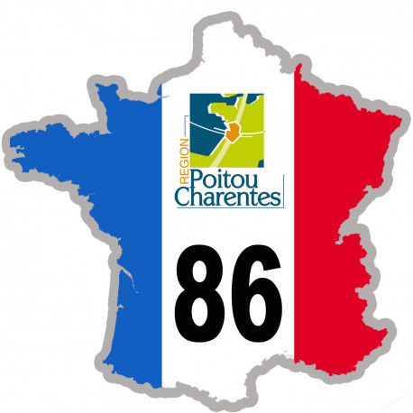 FRANCE 86 Poitou Charentes - 10x10cm - Sticker/autocollant