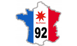 FRANCE 92 Ile de France - 10x10cm - Sticker/autocollant