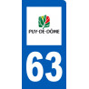 Autocollants : immatriculation motard 63 du Puy de Dôme