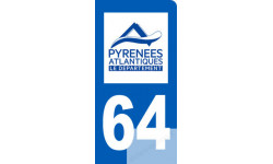 autocollant immatriculation motard 64 des Pyrénées Atlantiques