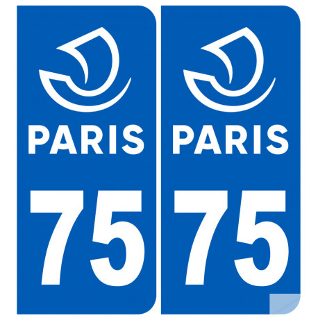 Autocollants : numéro immatriculation 75 Ville de Paris