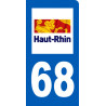 Autocollants : immatriculation motard 68 du Haut-Rhin