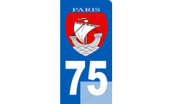 Autocollants : immatriculation motard 75 Ville de Paris