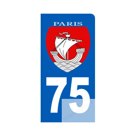 immatriculation motard 75 Paris - 6x3 cm - Sticker/autocollant