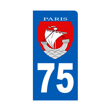 immatriculation motard 75 Paris - 6x3 cm - Sticker/autocollant
