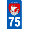 immatriculation motard 75 Paris - 6x3 cm - Sticker/autocollant