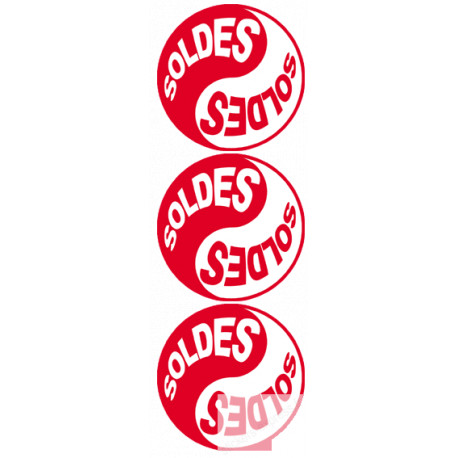 Série YIN YANG SOLDES rouge (3 stickers 9.5x9.5cm) - Sticker/autocollant
