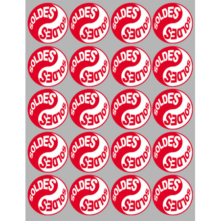 Série YIN YANG SOLDES rouge (20 stickers 5x5cm) - Sticker/autocollant
