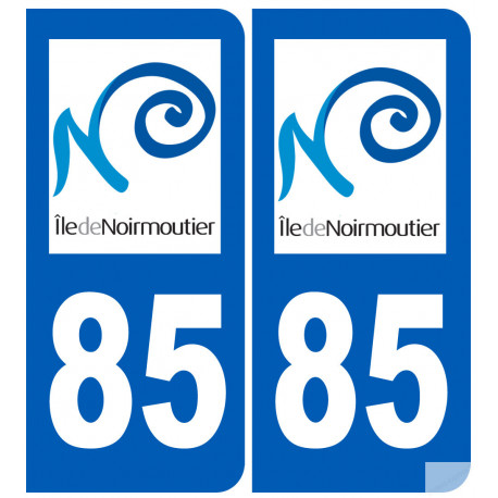 Autocollants : numéro immatriculation 85 Ile de Noirmoutier
