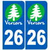immatriculation Vercors 26 la Drôme (2 logos de 10,2x4,6cm) - Sticker/autocollant