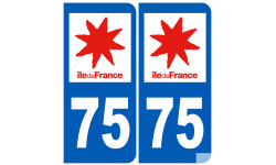 Autocollants : numéro immatriculation 75 (Paris île de France)