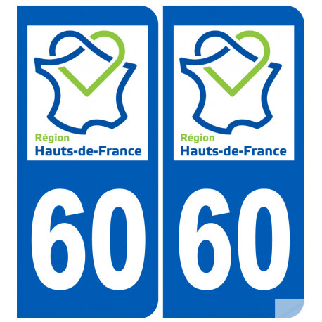 Autocollants : 60 immatriculation de l'Oise région Picardie Hauts-de-France
