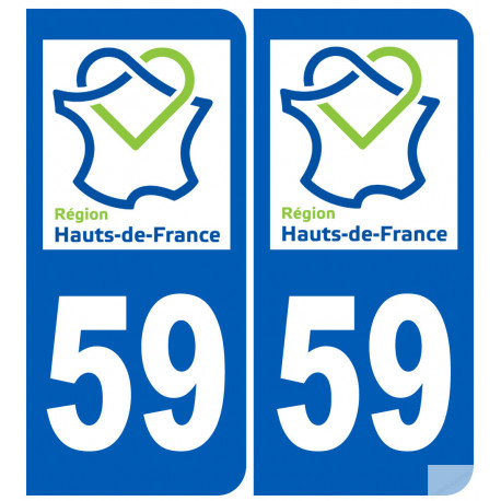 Autocollants : 59 immatriculation le Nord région Hauts-de-France