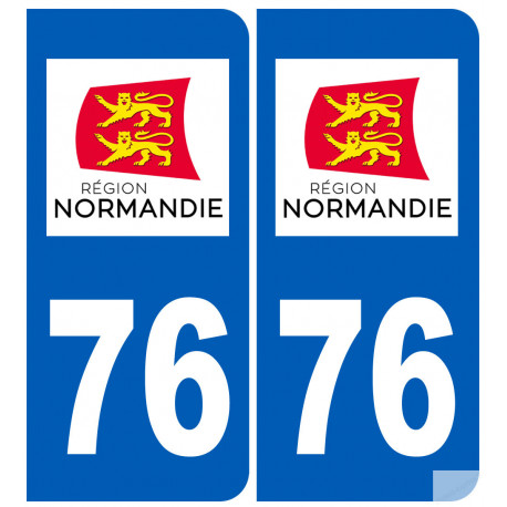 immatriculation 76 Normandie (2 logos de 10,2x4,6cm) - Sticker/autocollant