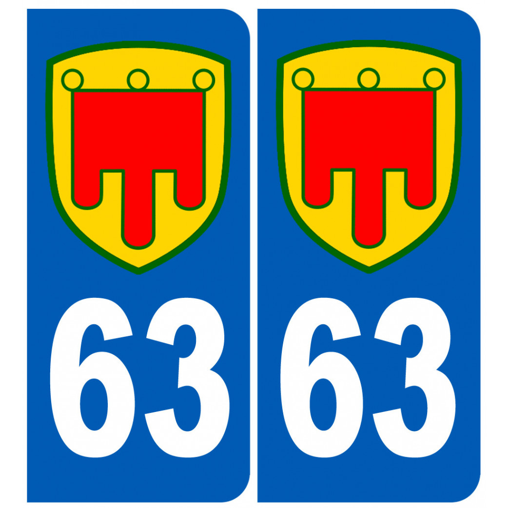 immatriculation 63 Auvergne - Sticker/autocollant