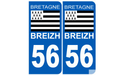 immatriculation 56 drapeau Breton - Sticker/autocollant