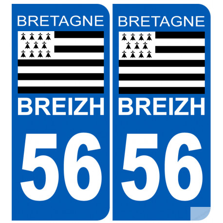 immatriculation 56 drapeau Breton - Sticker/autocollant