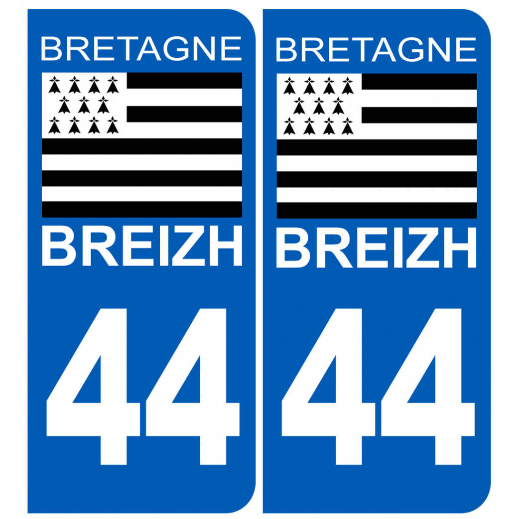 immatriculation 44 drapeau Breton - Sticker/autocollant