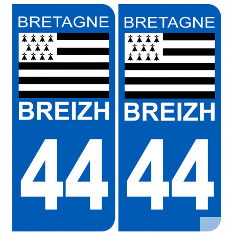 immatriculation 44 drapeau Breton - Sticker/autocollant