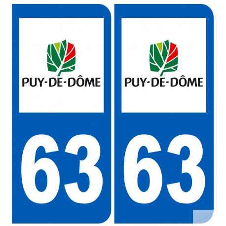 numéro immatriculation 63 (Puy-de-Dôme) - Sticker/autocollant