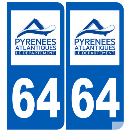 immatriculation 64 (Pyrénées-Atlantiques) - Sticker/autocollant