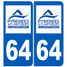 immatriculation 64 (Pyrénées-Atlantiques) - Sticker/autocollant