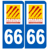 numéro immatriculation 66 (Pyrénées-Orientales) - Sticker/autocollant