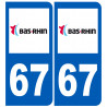 numéro immatriculation 67 (Bas-Rhin) - Sticker/autocollant
