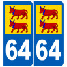 numéro immatriculation Bearnais 64 - Sticker/autocollant