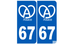 numéro immatriculation 67 (Bas-Rhin) Alsace - Sticker/autocollant