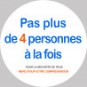 Pas plus de 4 personnes à la fois - 20cm - Sticker/autocollant