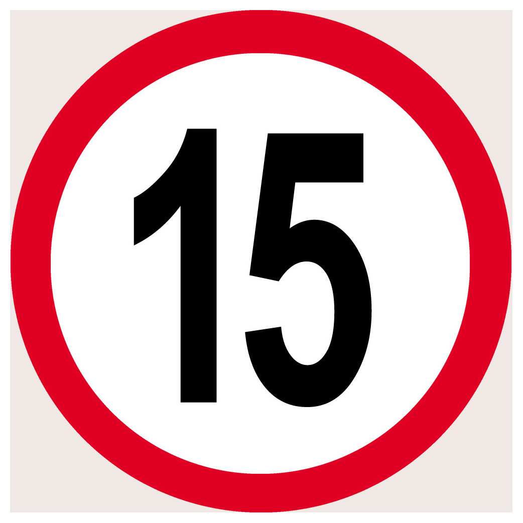 Disque de vitesse 15km/h rouge - 15cm - Sticker/autocollant