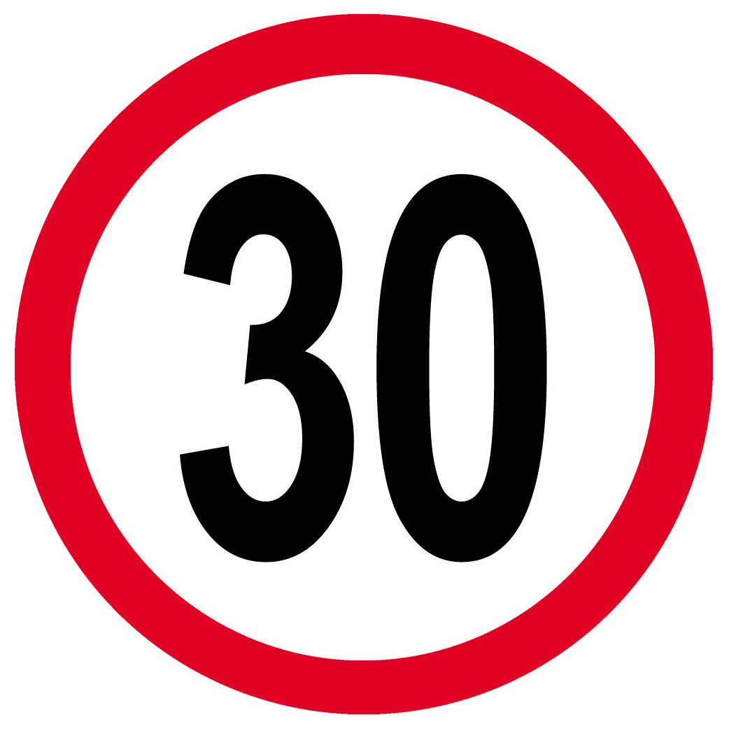 Disque de vitesse 30km/h rouge - 20cm - Sticker/autocollant