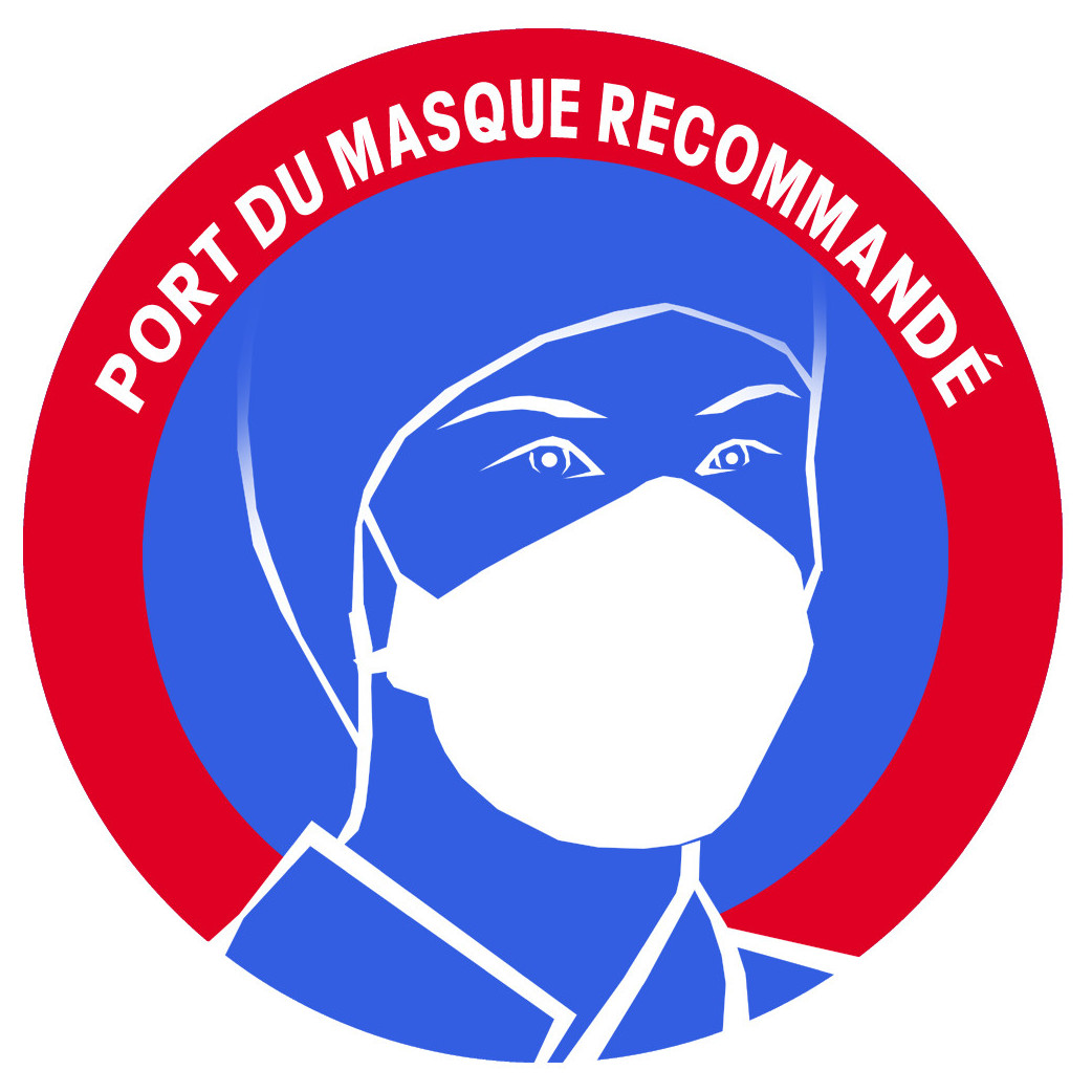 Port du masque recommandé - 10cm - Sticker/autocollant