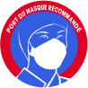 Port du masque recommandé (5cm) - Sticker/autocollant