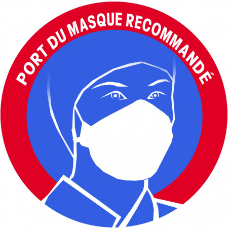 Port du masque recommandé - 15cm - Sticker/autocollant