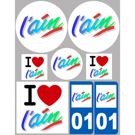 Ain - 8 autocollants variés - Sticker/autocollant