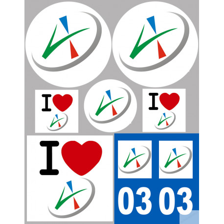 Allier - 8 autocollants variés - Sticker/autocollant