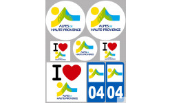 Département 04 Les Alpes de Haute-Provence - 8 autocollants variés - Sticker/autocollant