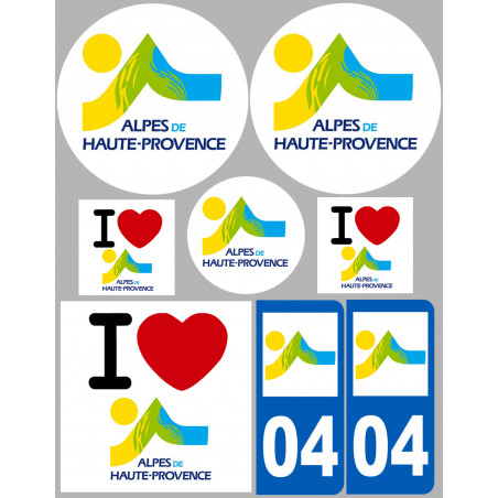Département 04 Les Alpes de Haute-Provence - 8 autocollants variés - Sticker/autocollant