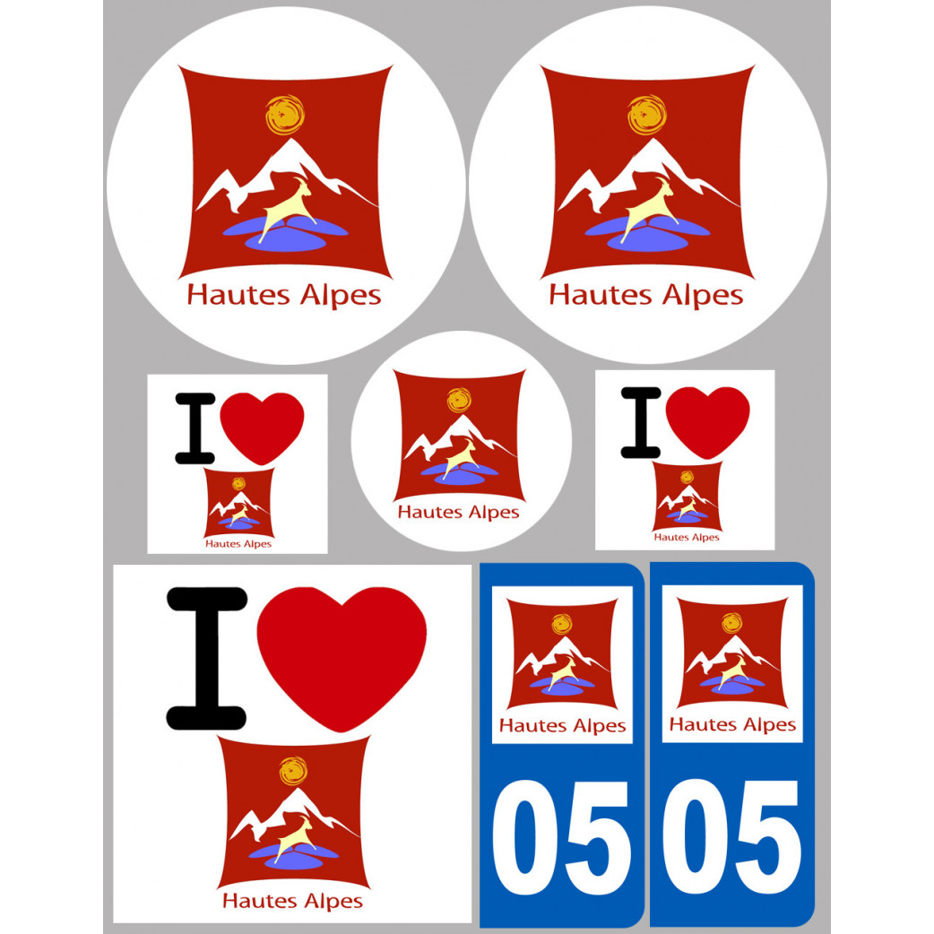 Hautes Alpes - 8 autocollants variés - Sticker/autocollant