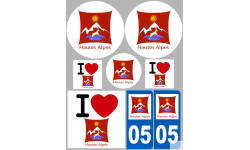 Département 05 Les Hautes Alpes - 8 autocollants variés - Sticker/autocollant